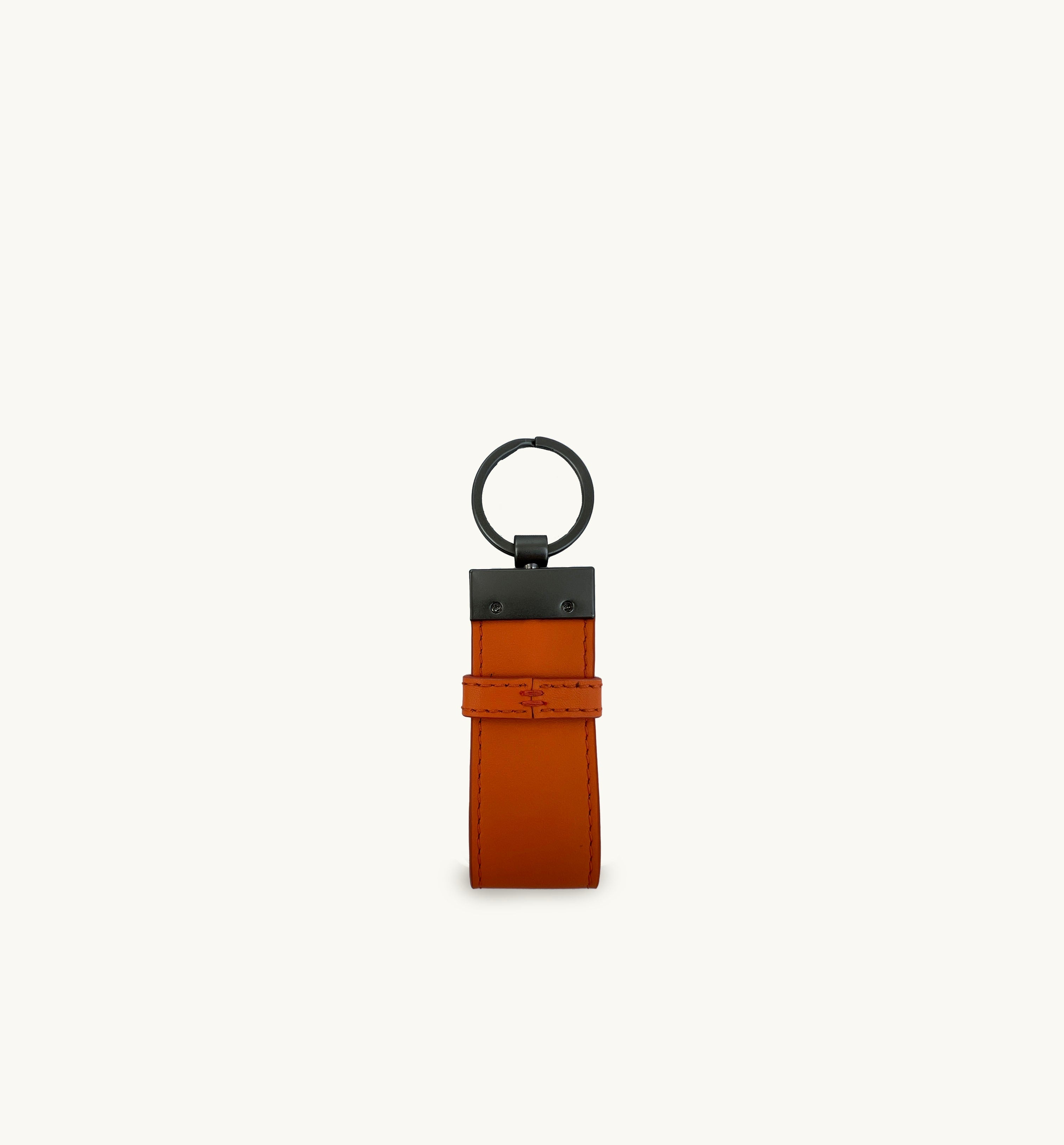 Apatchy London Black Leather Luggage Tag and Orange Loop Keyring Gift Set