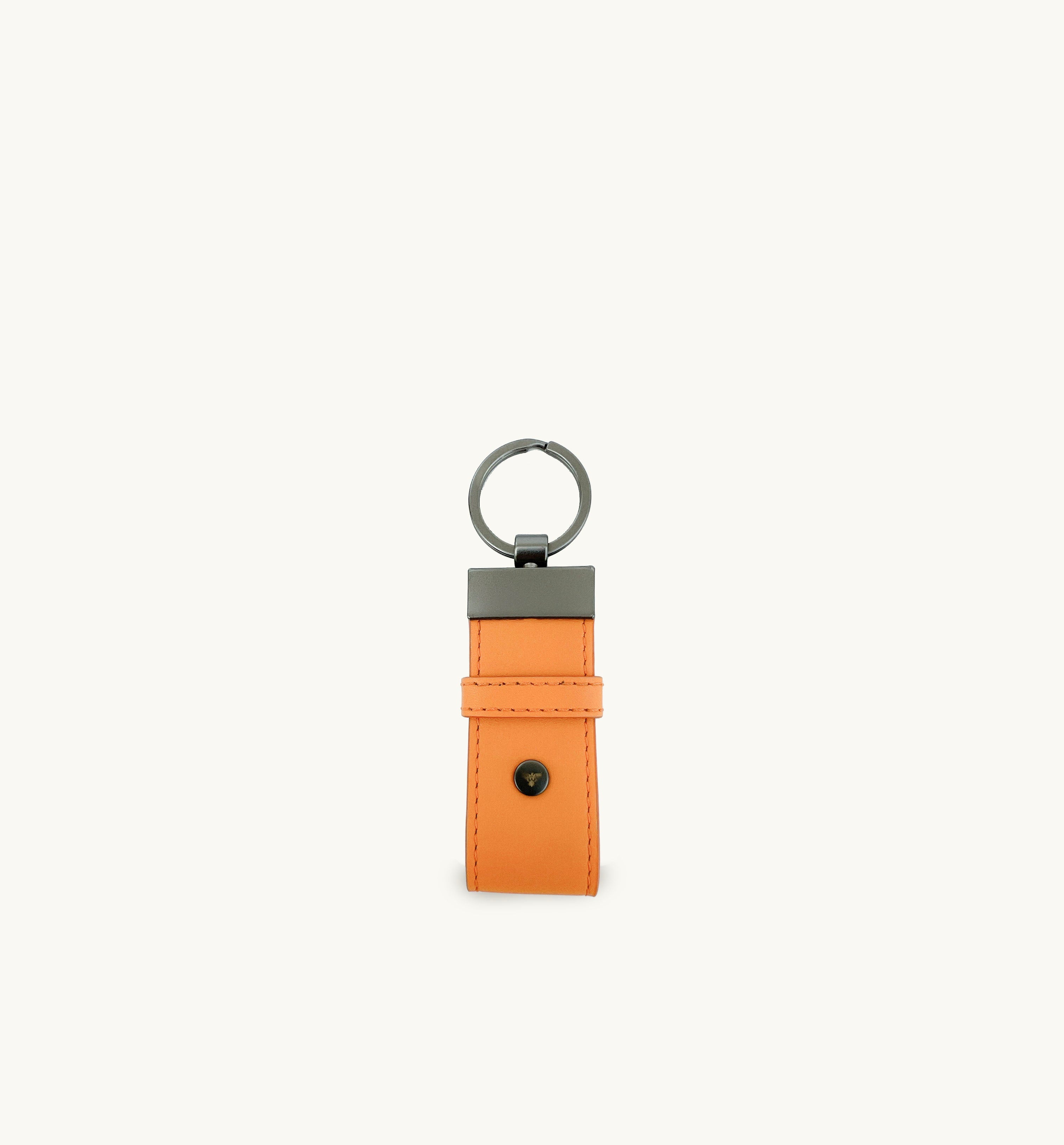 Apatchy London Black Leather Luggage Tag and Orange Loop Keyring Gift Set