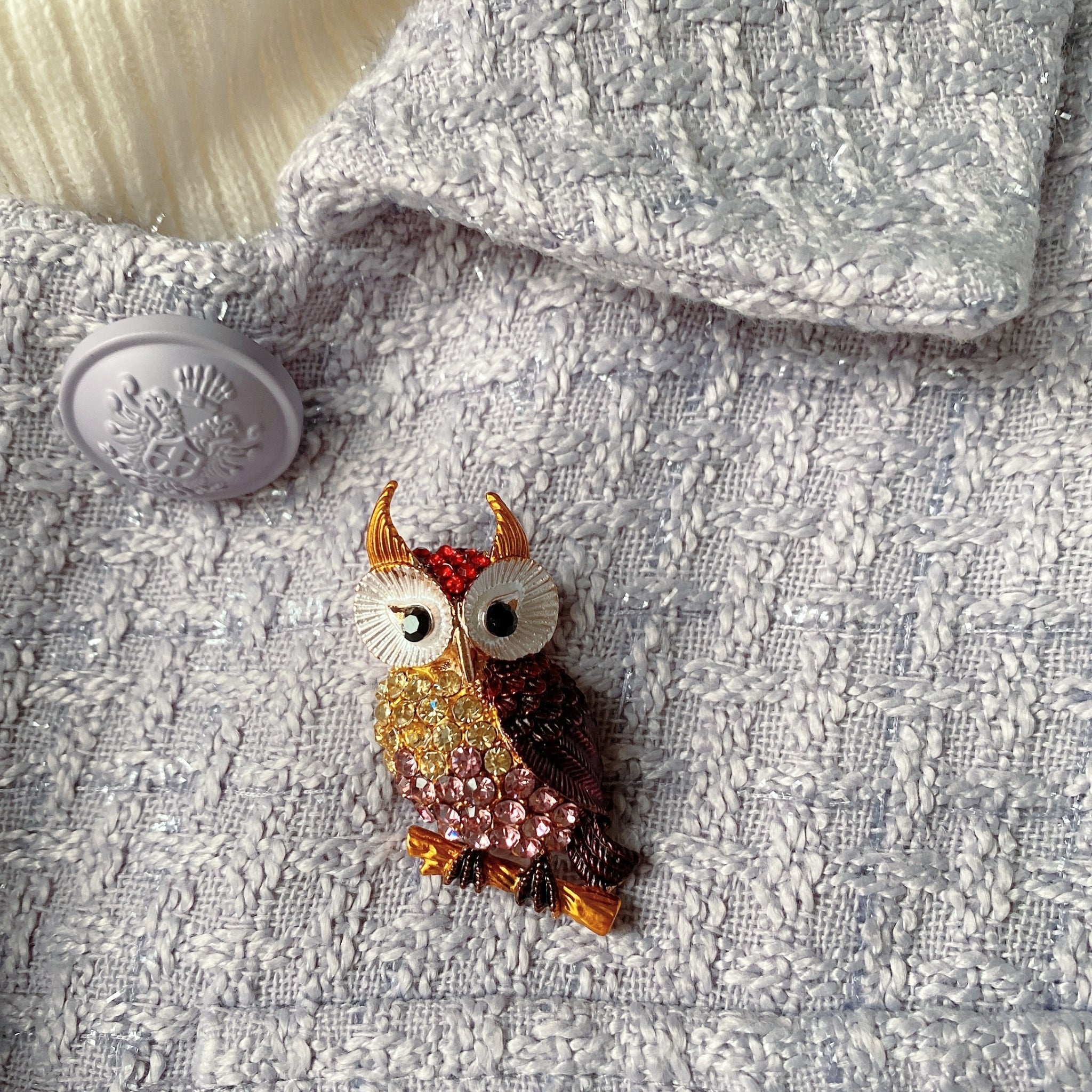 QueenMee Owl Brooch with Diamante