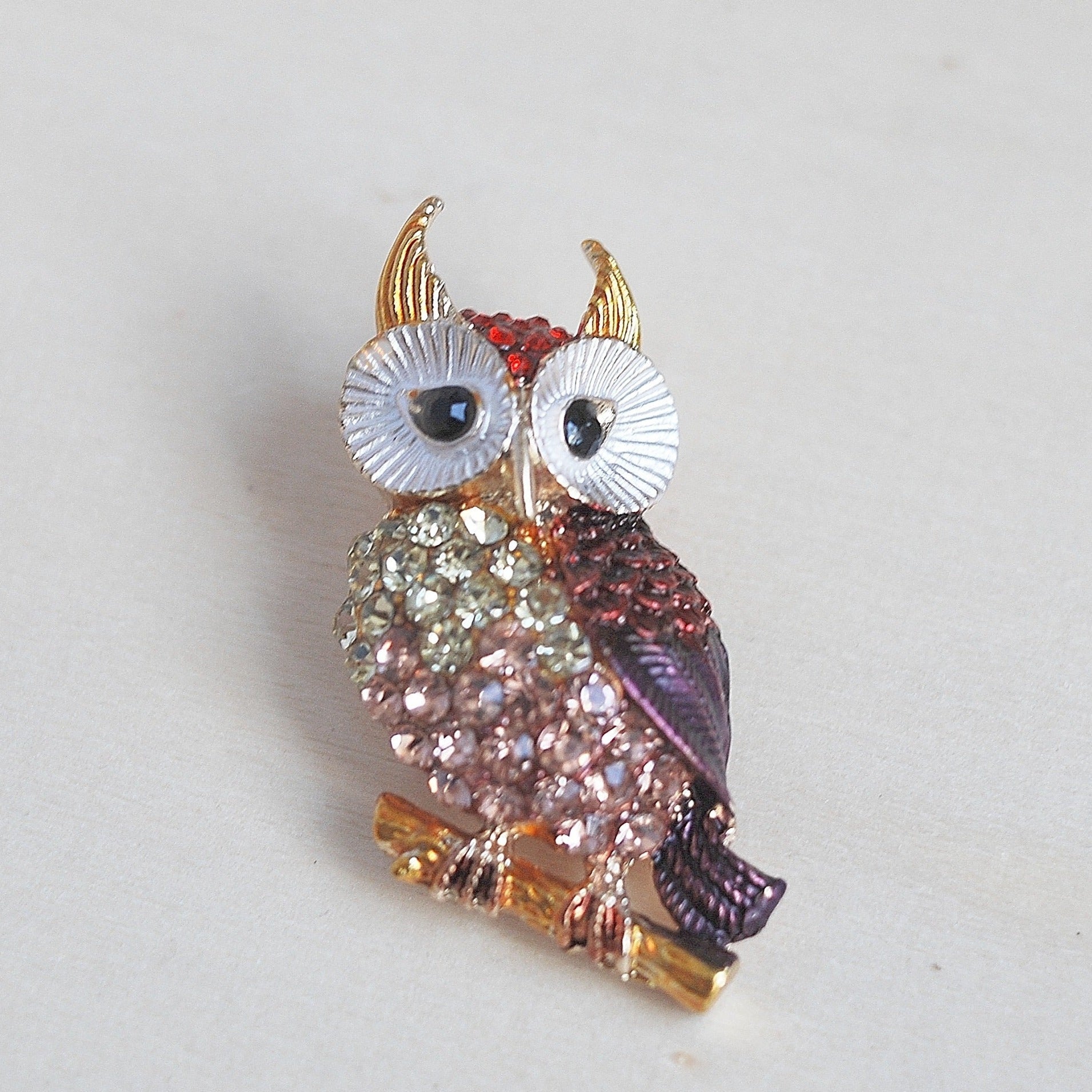 QueenMee Owl Brooch with Diamante