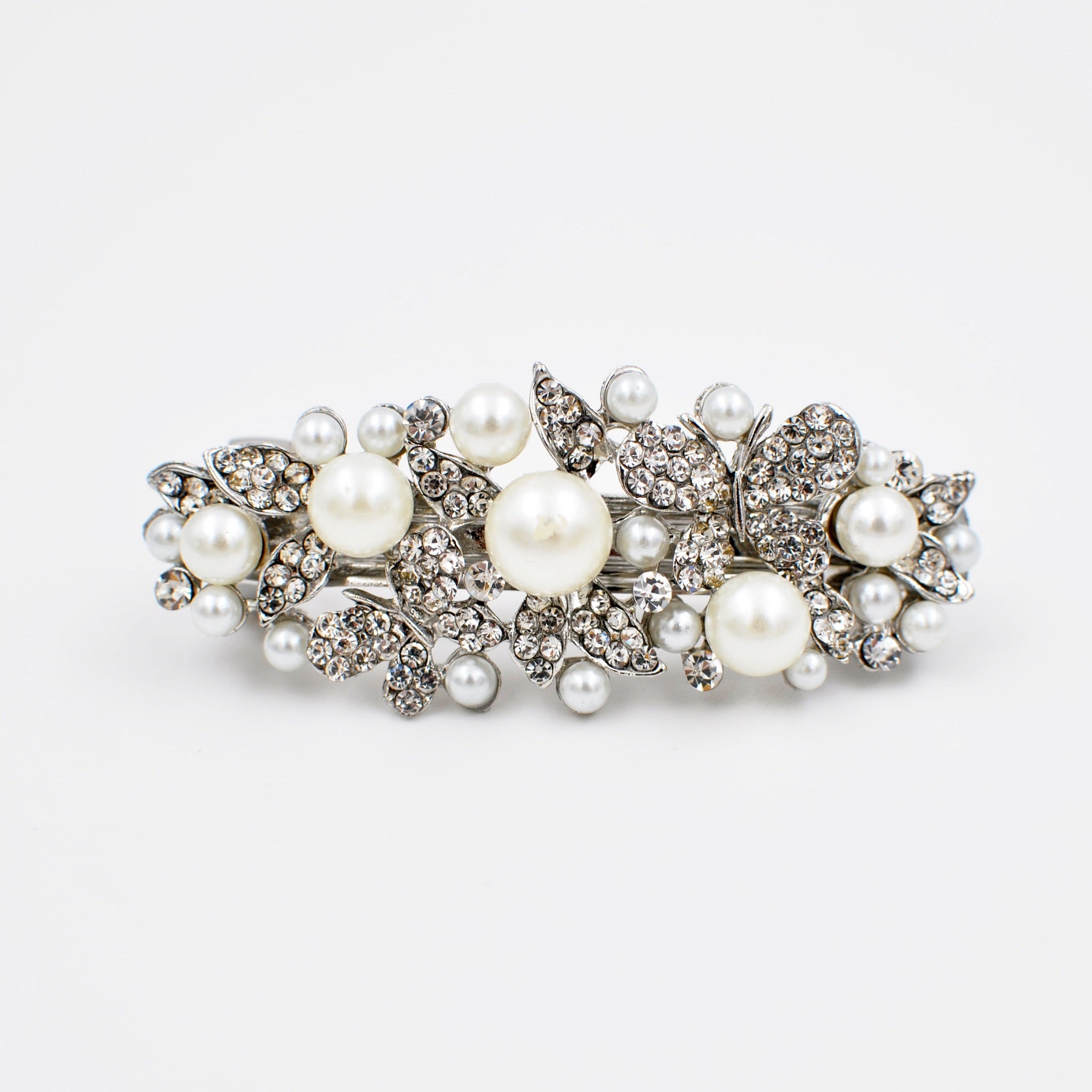 QueenMee Pearl Hair Clip with Crystal