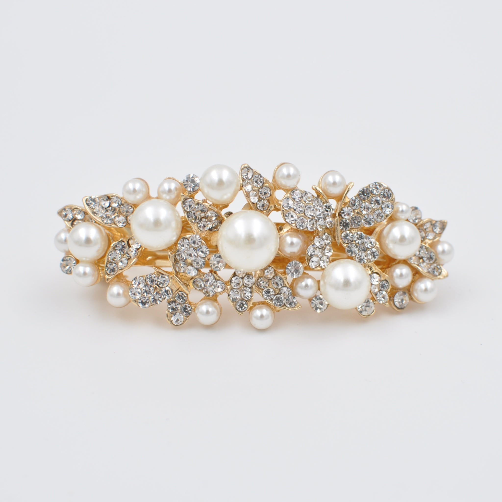 QueenMee Pearl Hair Clip with Crystal