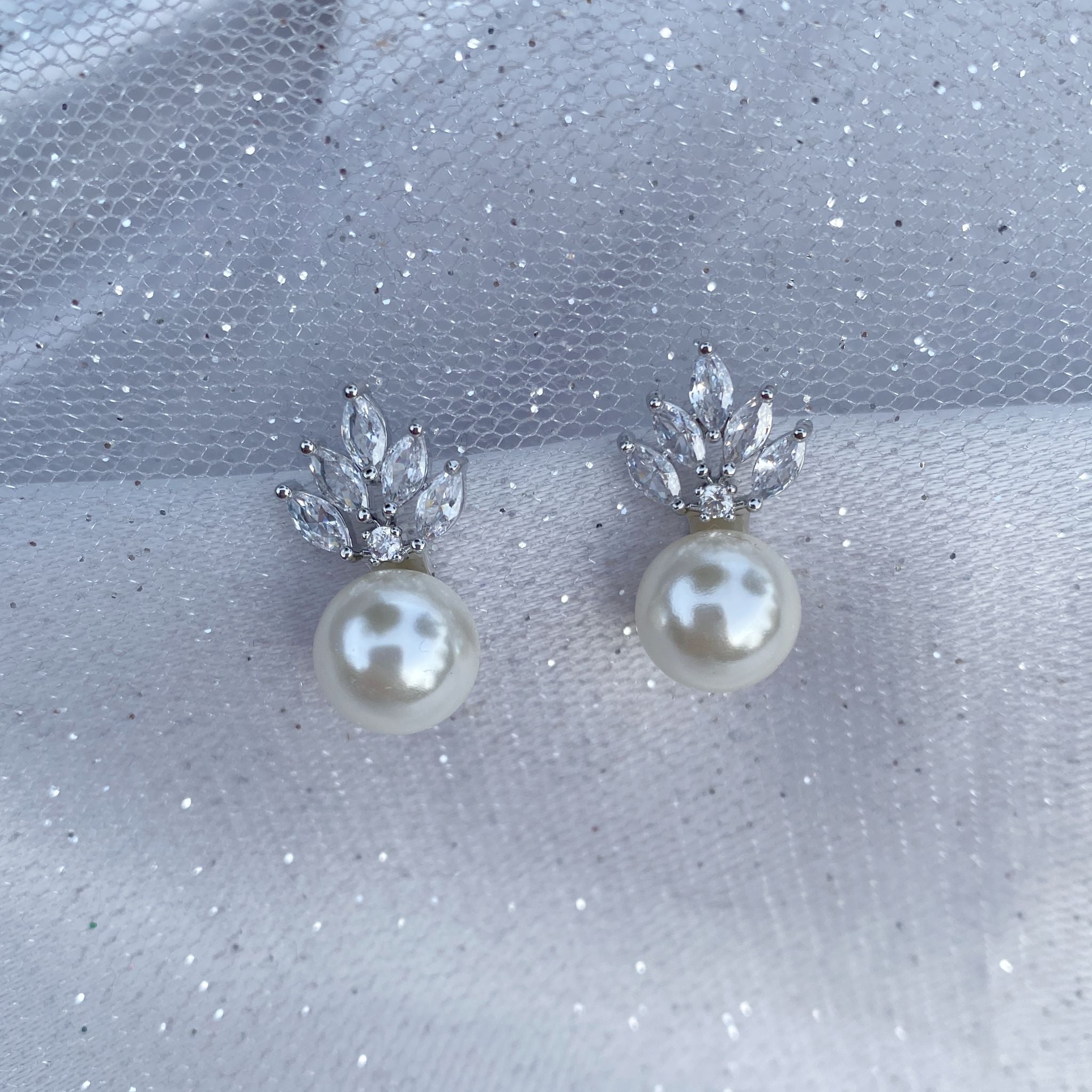 QueenMee Pearl Drop Earrings Small Vintage Inspired in Silver or Gold