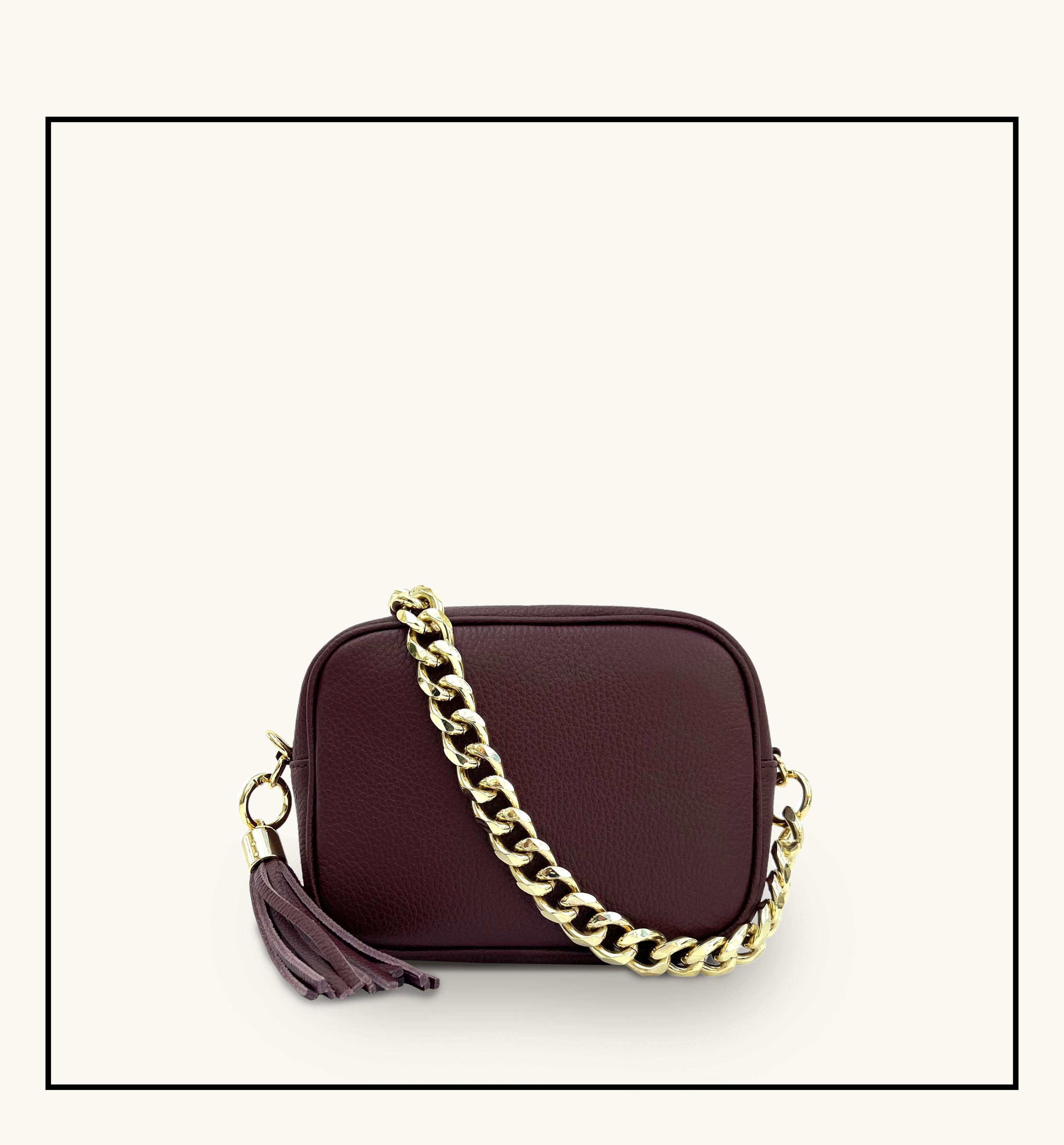 Apatchy London The Tassel Port Leather Crossbody Bag With Gold Chain Strap