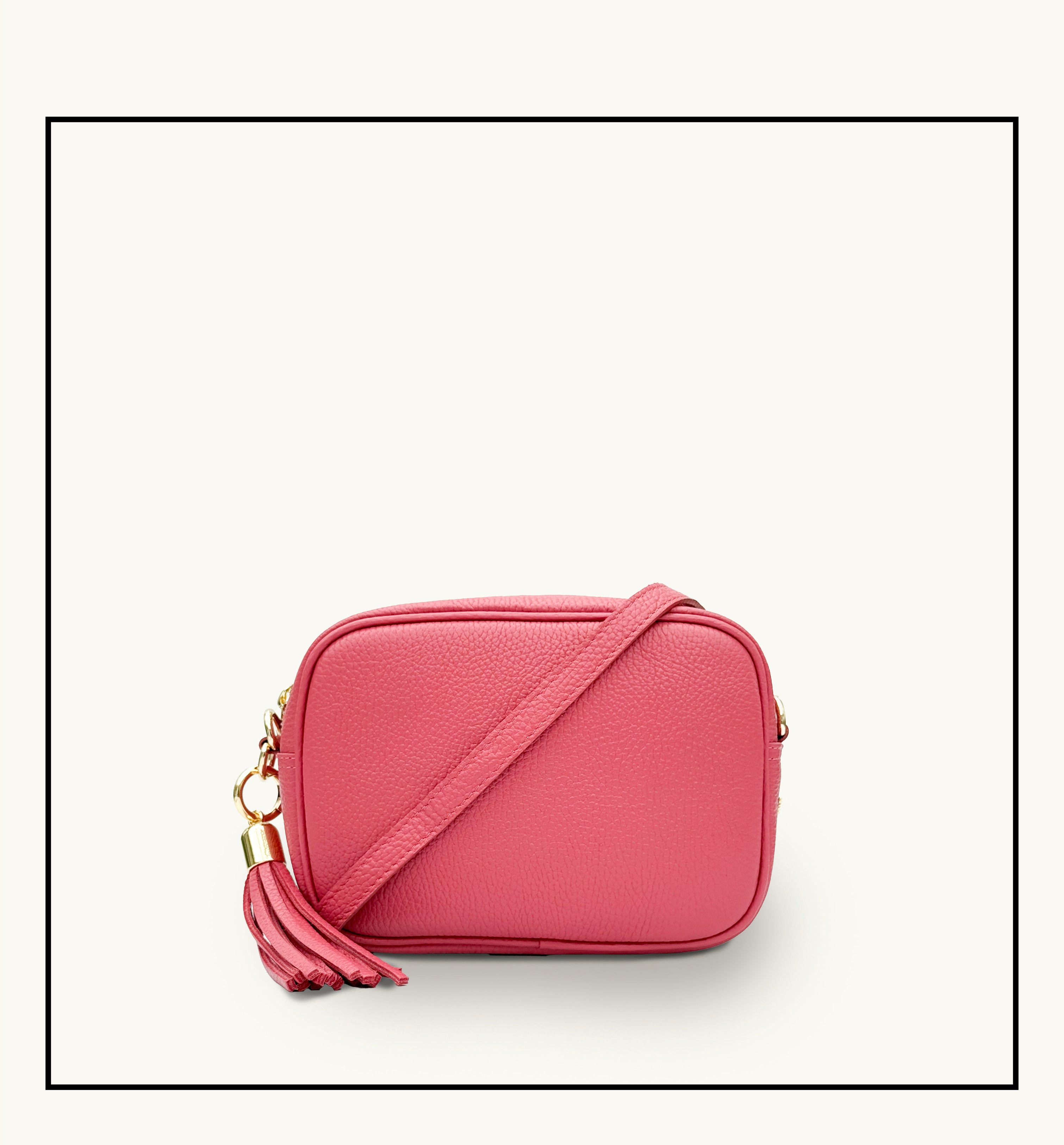 Apatchy London The Tassel Raspberry Leather Crossbody Bag