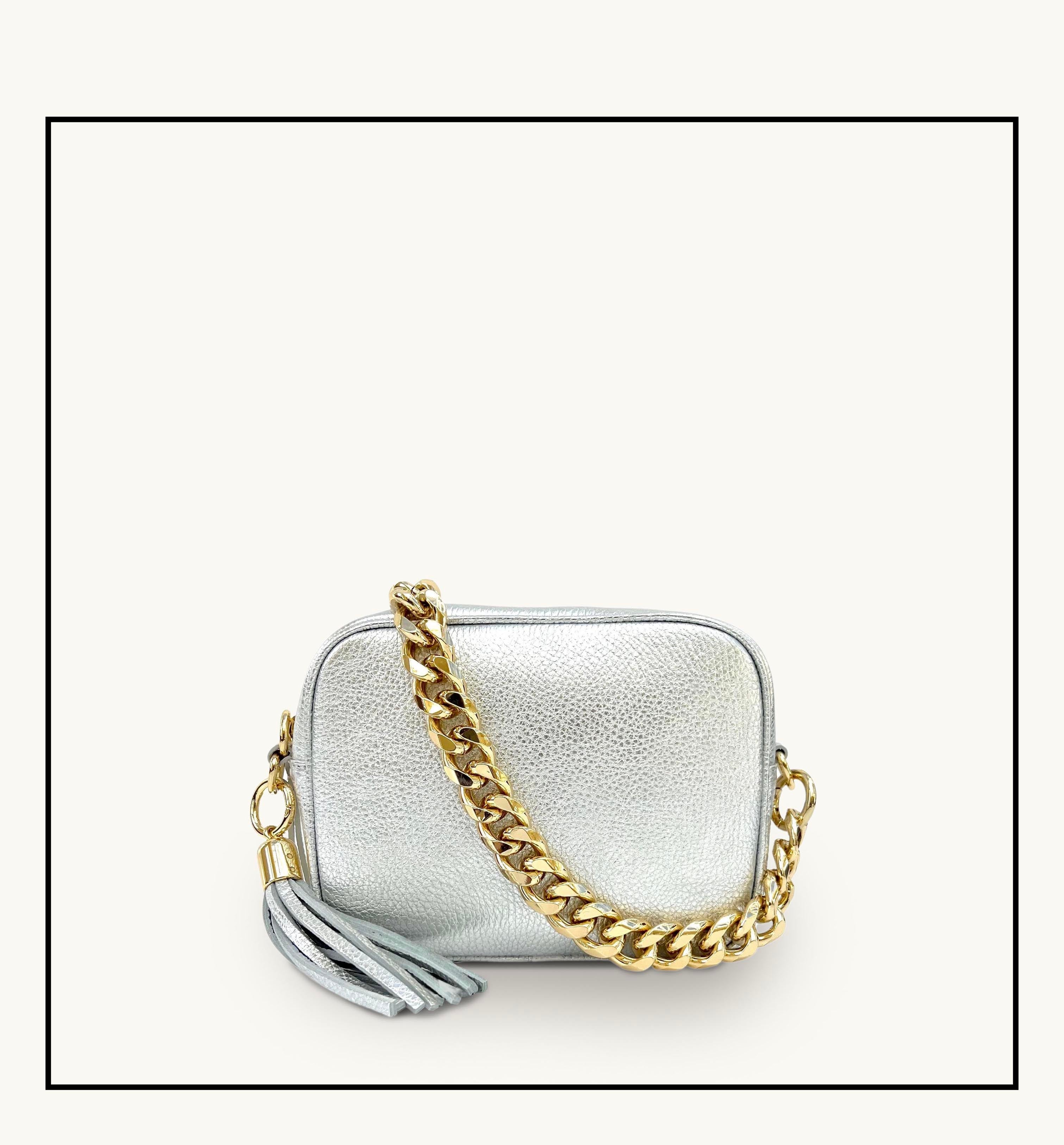 Apatchy London The Tassel  Leather Crossbody Bag With Gold Chain Strap