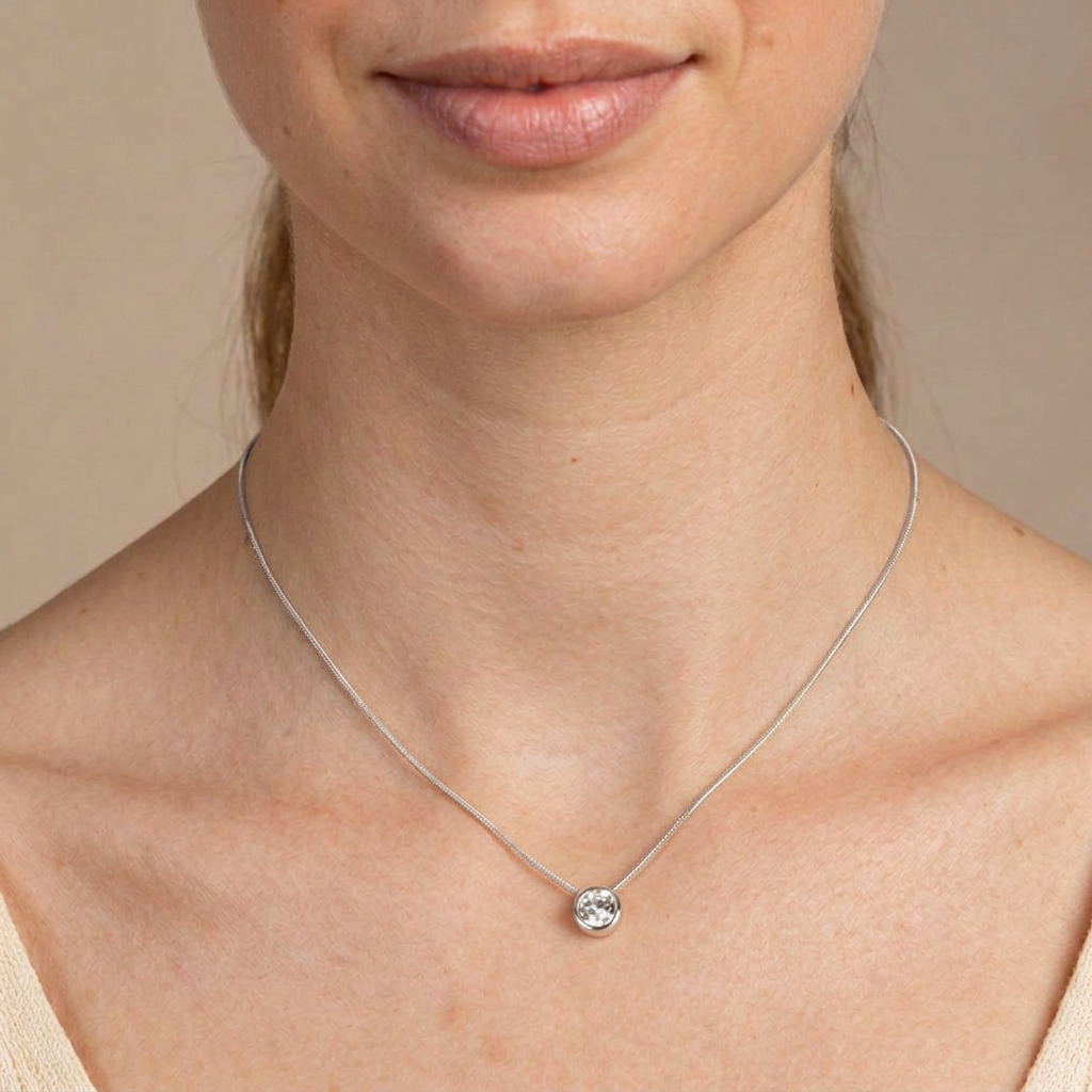Solitaire Silver Pendant