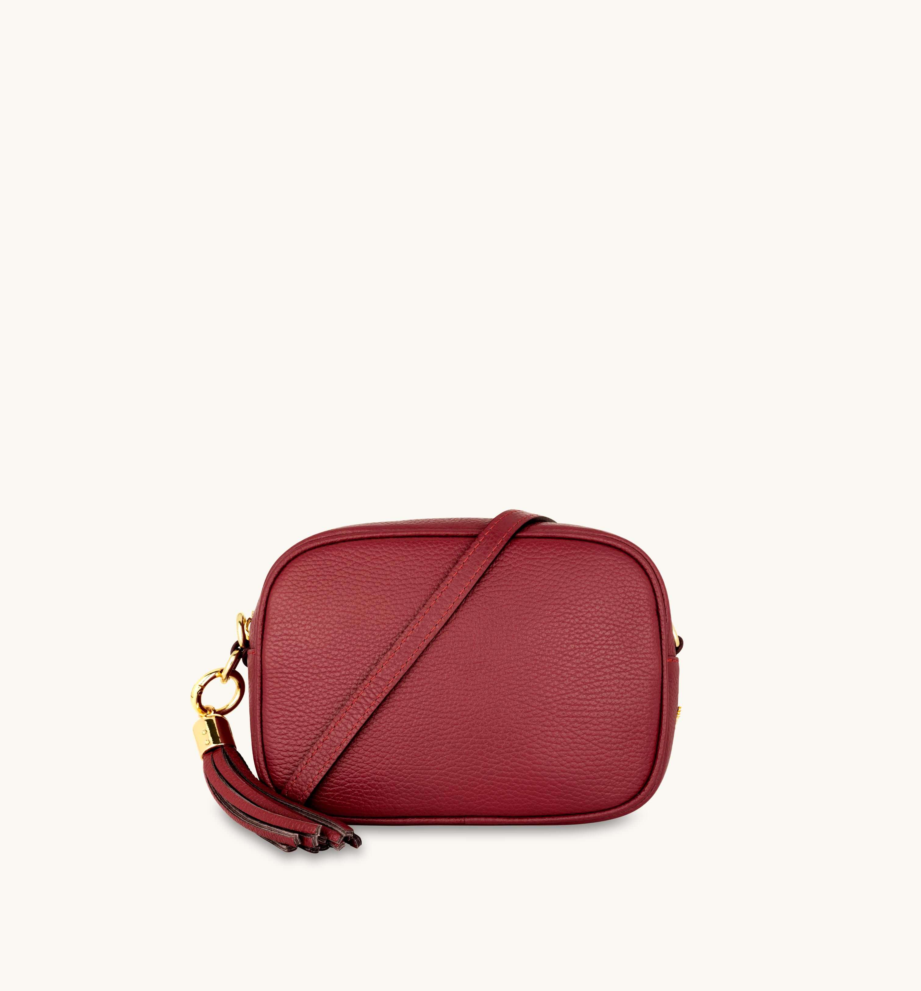 Apatchy London The Tassel Cherry  Leather Crossbody Bag
