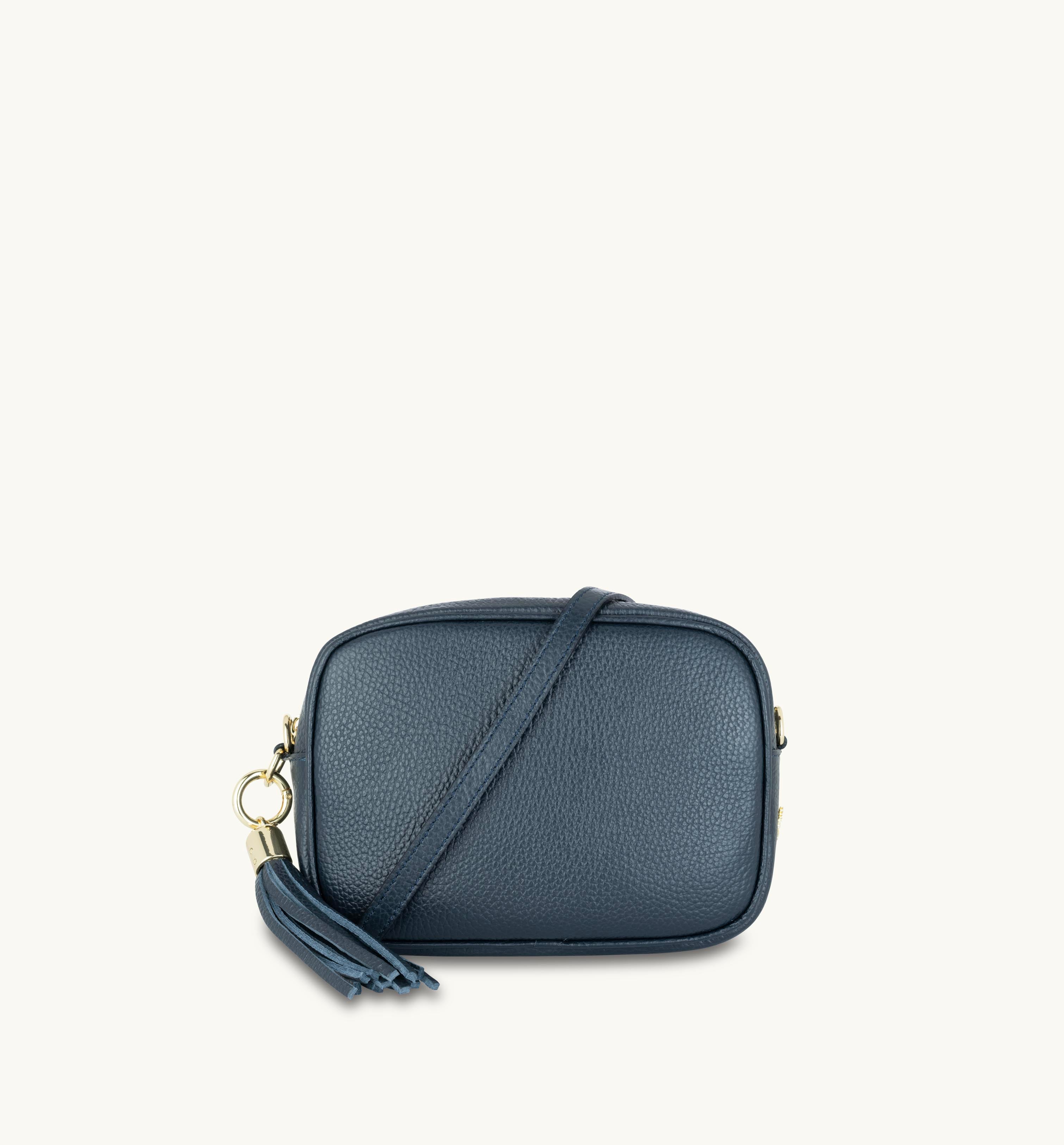 Apatchy London The Tassel Navy Leather Crossbody Bag