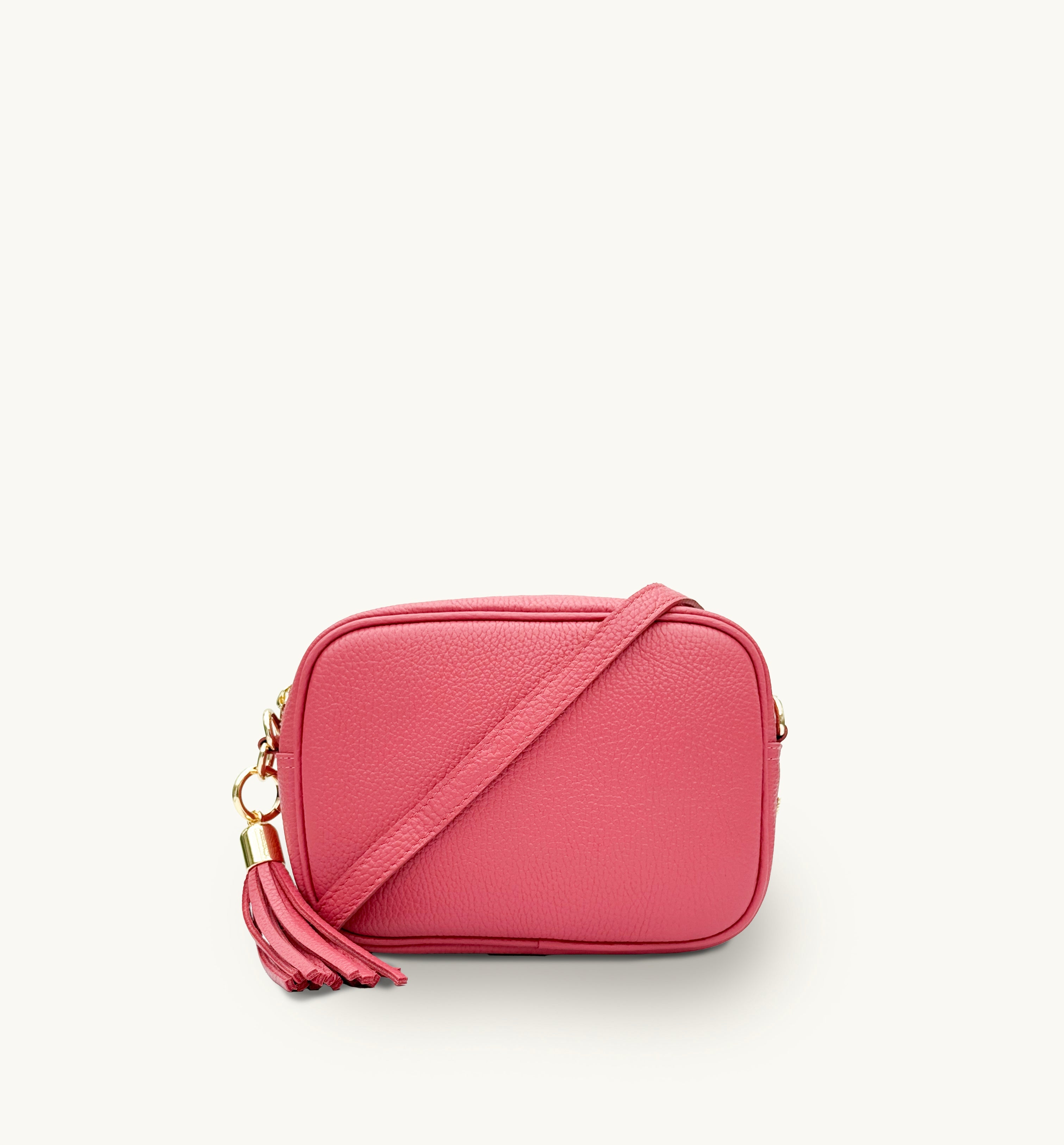 Apatchy London The Tassel Raspberry Leather Crossbody Bag