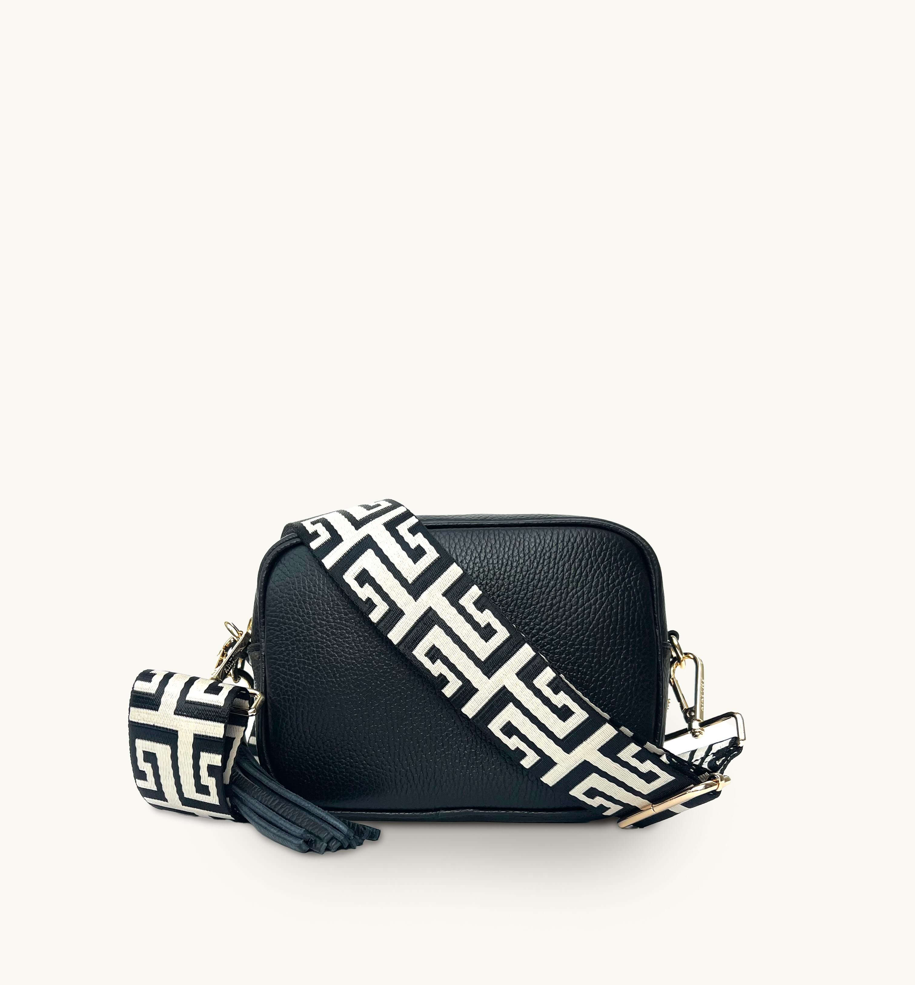 Apatchy London The Tassel  Leather Crossbody Bag With  & Stone Maze Strap