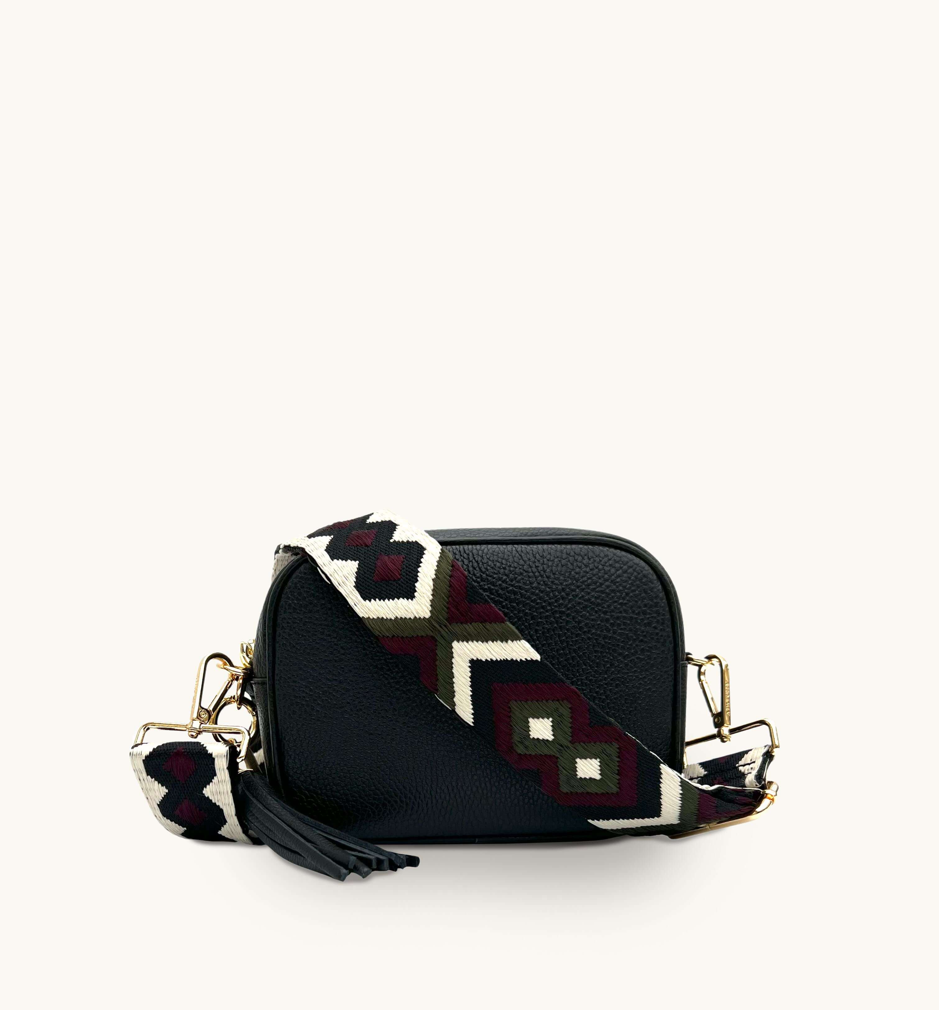 Apatchy London The Tassel Leather Crossbody Bag With Port & Olive Diamond Strap