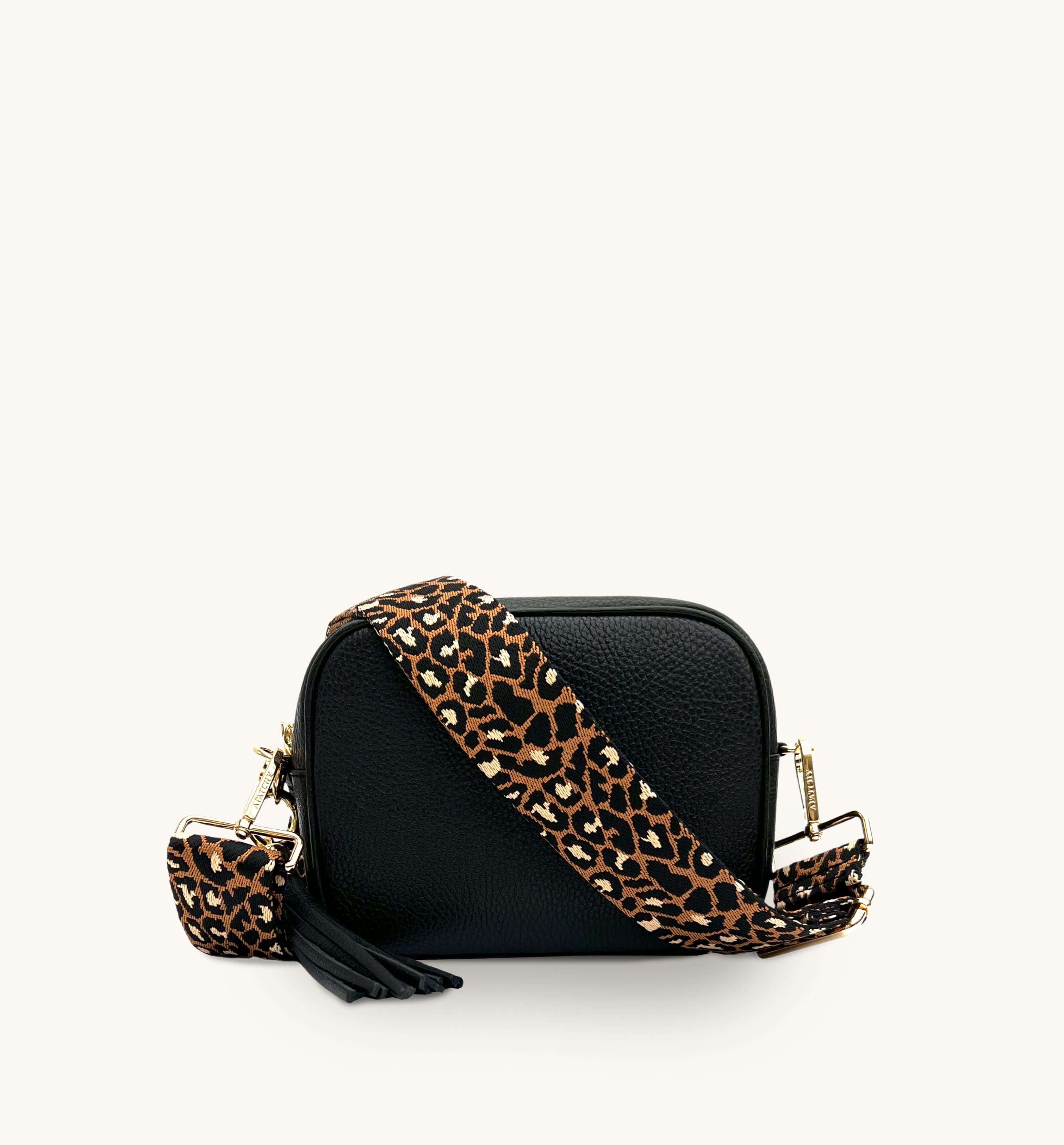 Apatchy London The Tassel  Leather Crossbody Bag With Tan Cheetah Strap