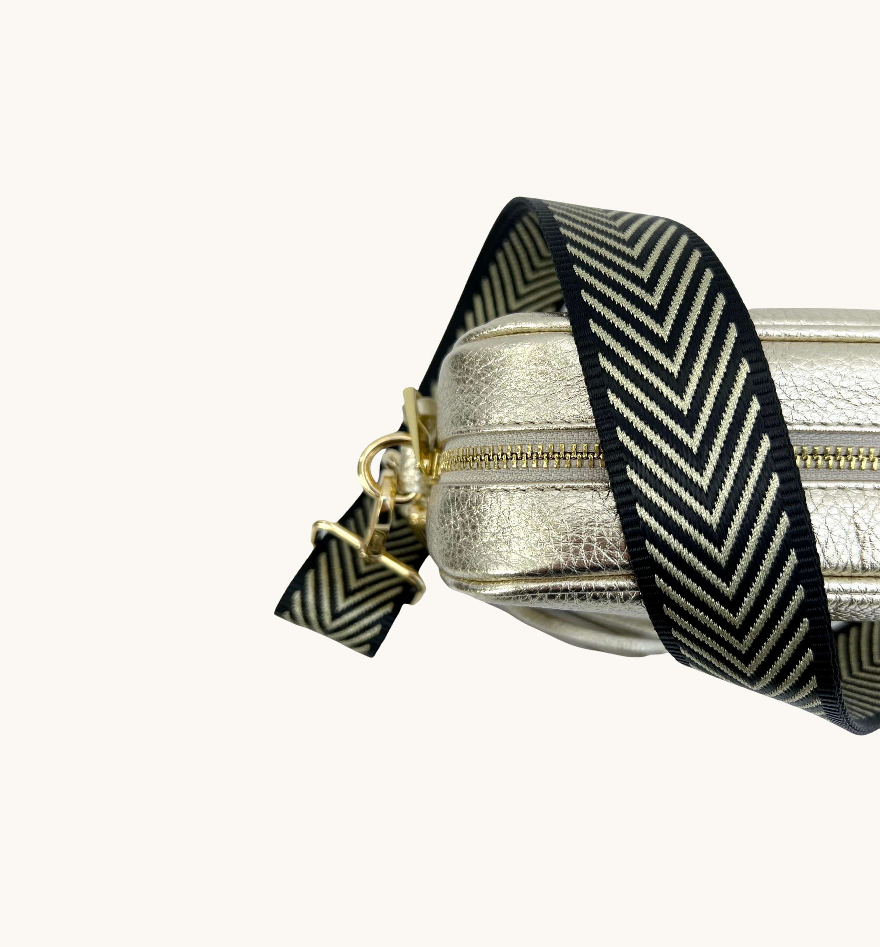 Apatchy London Black And Gold Chevron Strap