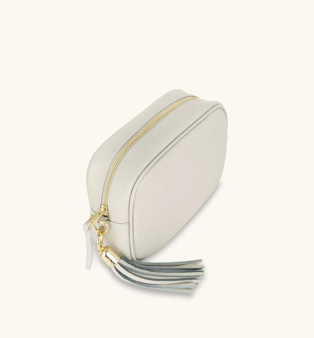 Apatchy London The Tassel Light Grey Leather Crossbody Bag