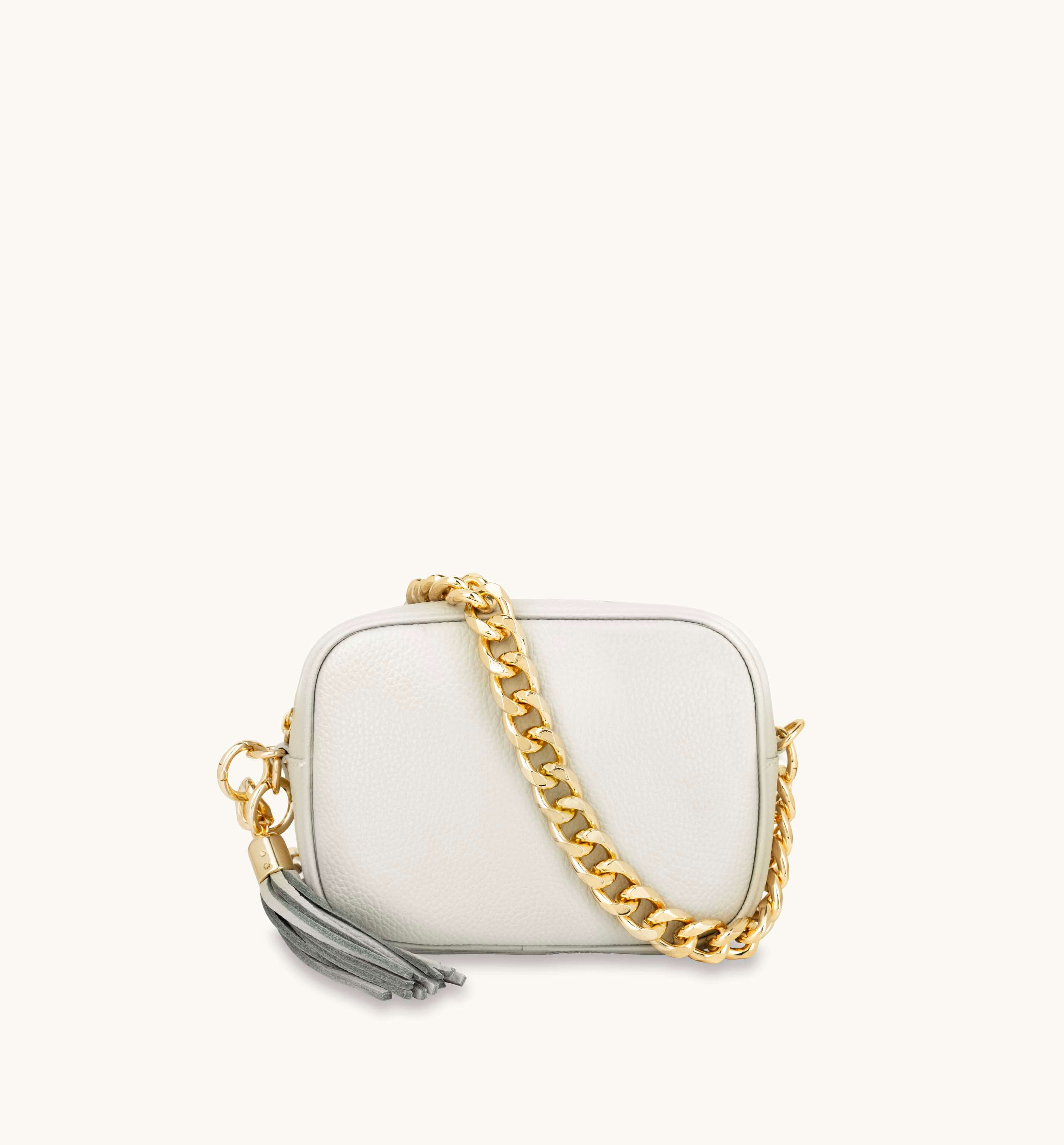 Apatchy London The Tassel Light  Leather Crossbody Bag With Gold Chain Strap