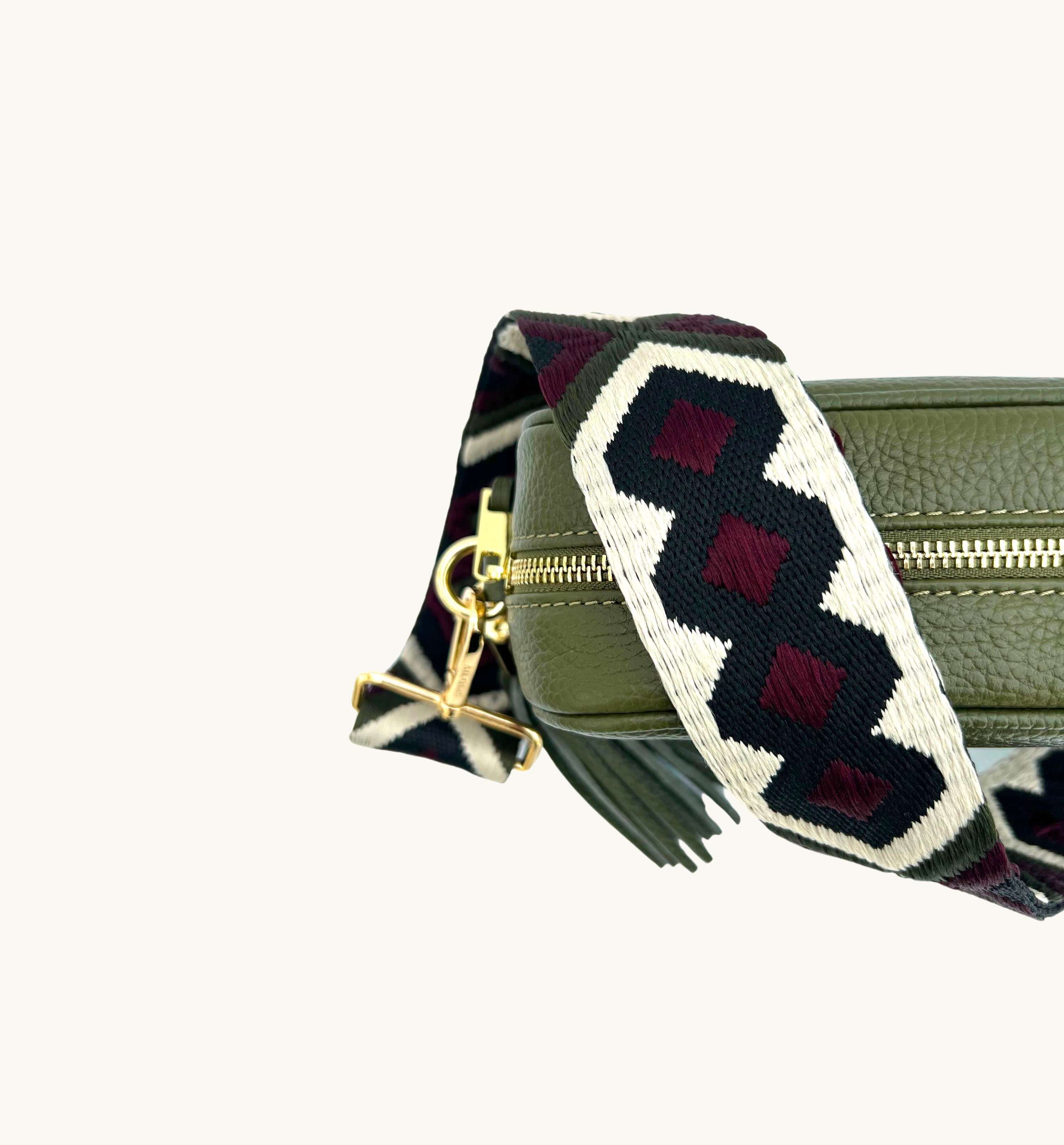 Apatchy London The Tassel Leather Crossbody Bag With Port & Olive Diamond Strap