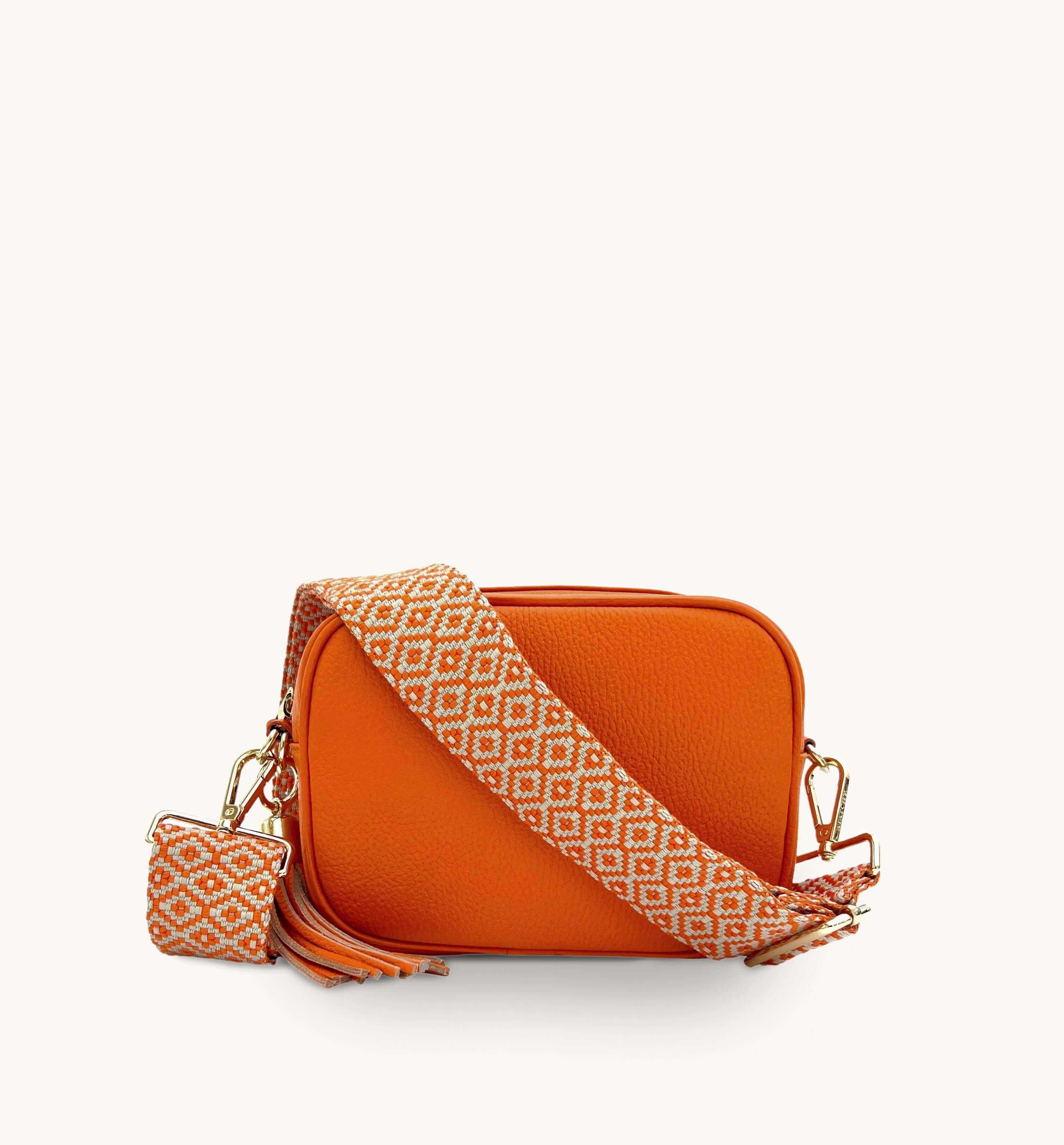 Apatchy London The Tassel  Leather Crossbody Bag With  Cross-Stitch Strap