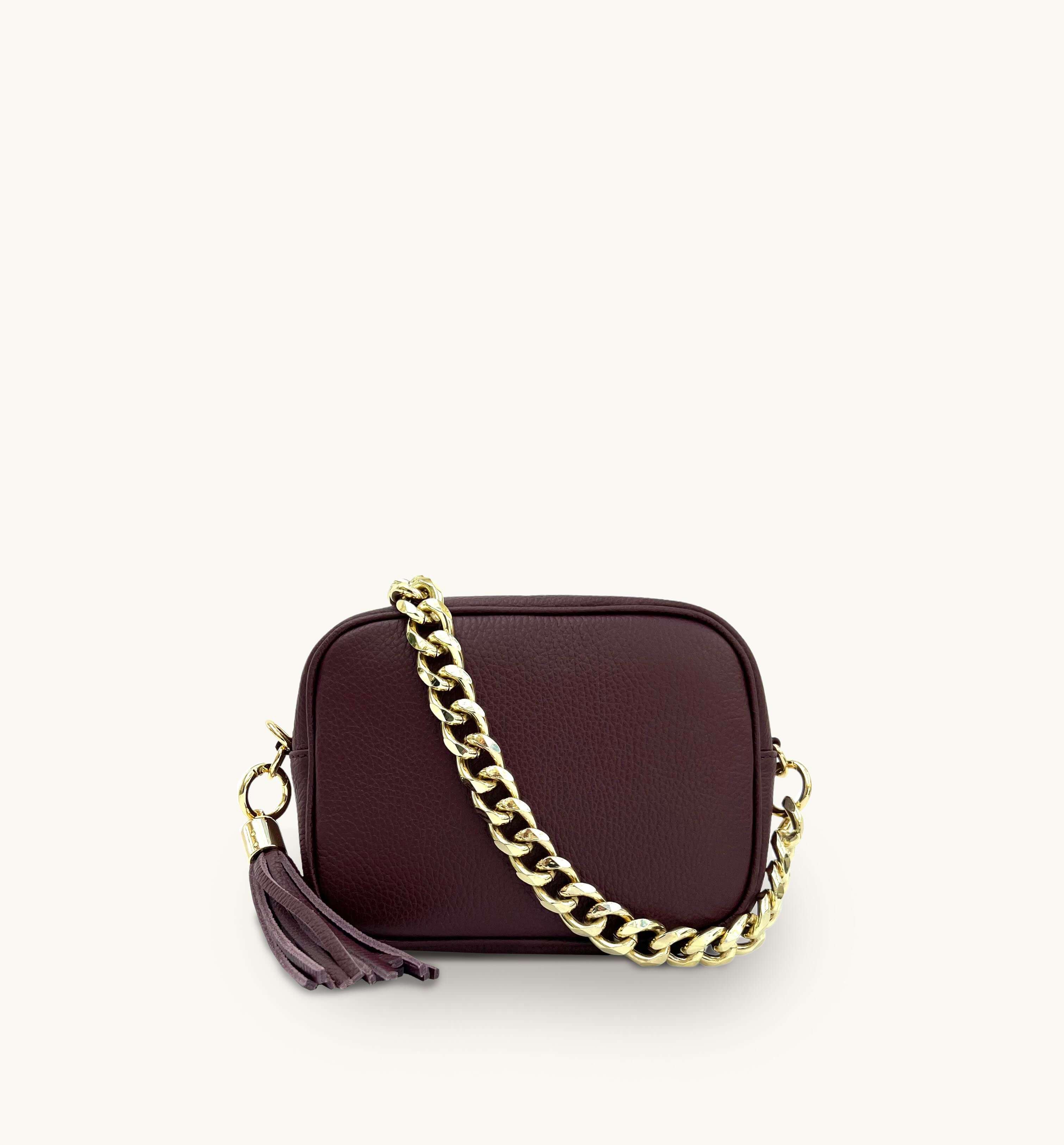 Apatchy London The Tassel Port Leather Crossbody Bag With Gold Chain Strap