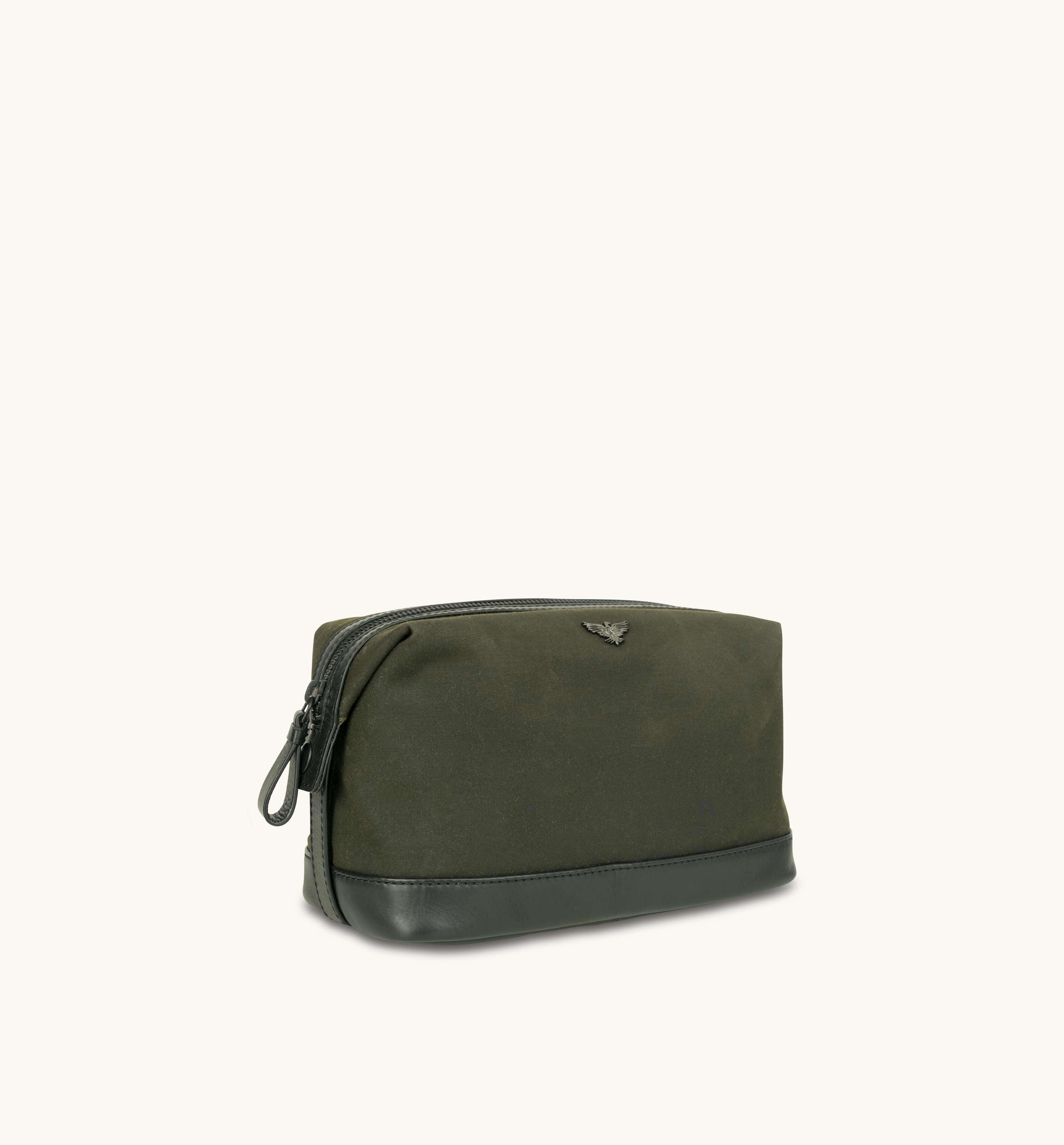 Apatchy London The Cavendish Waxed Canvas & Leather Wash Bag