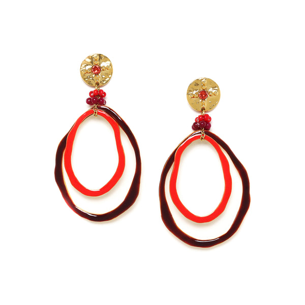 Franck Herval Allegra Round Ring Post Earrings (Red)