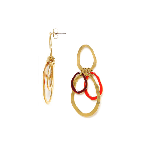 Franck Herval Allegra Oval Ring Dangles Post Earrings (Red)