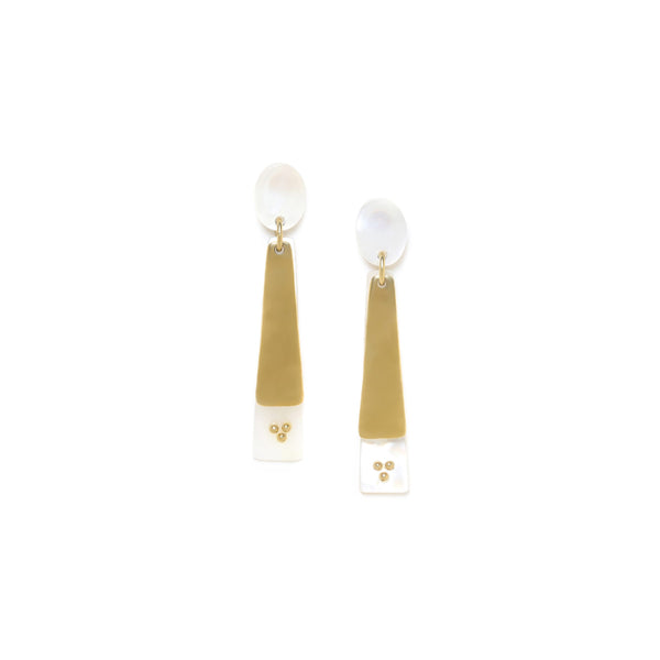 Franck Herval Olwen Oval Mop Shell Dangle Post Earrings