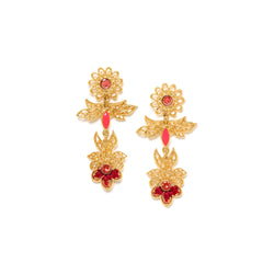 Franck Herval Appoline Flower Post Dangle Earrings (Cherry)