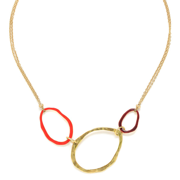 Franck Herval Allegra 3 Oval Rings Necklace(Red)