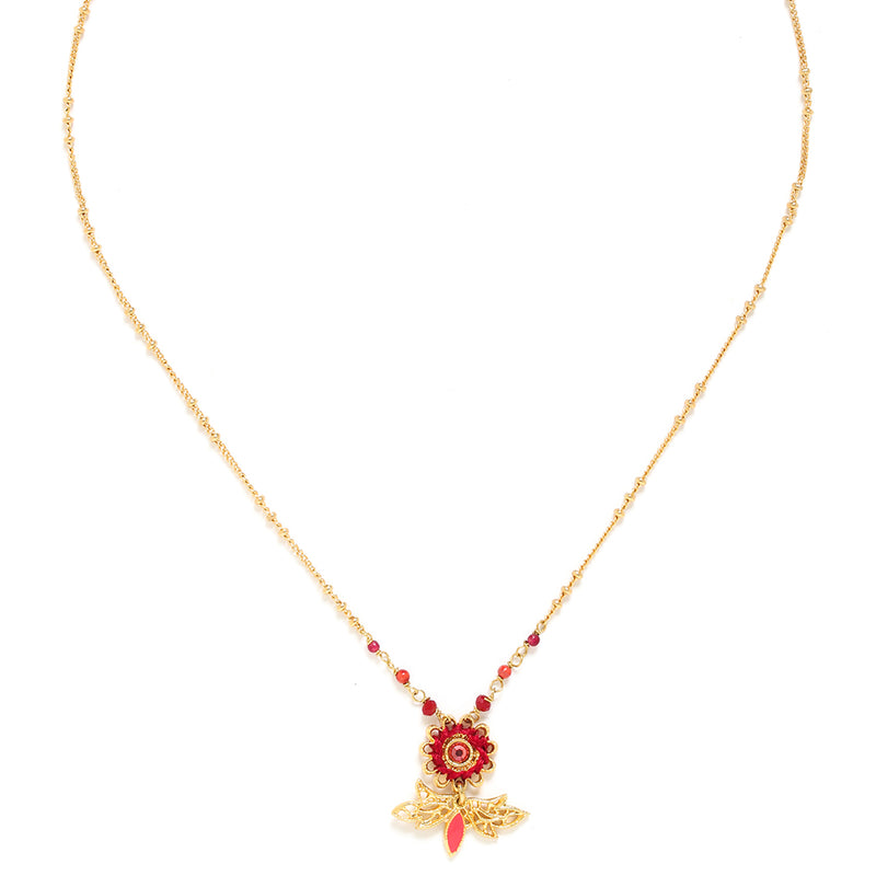 Franck Herval Appoline Mini Flower Pendant Necklace (Cherry)