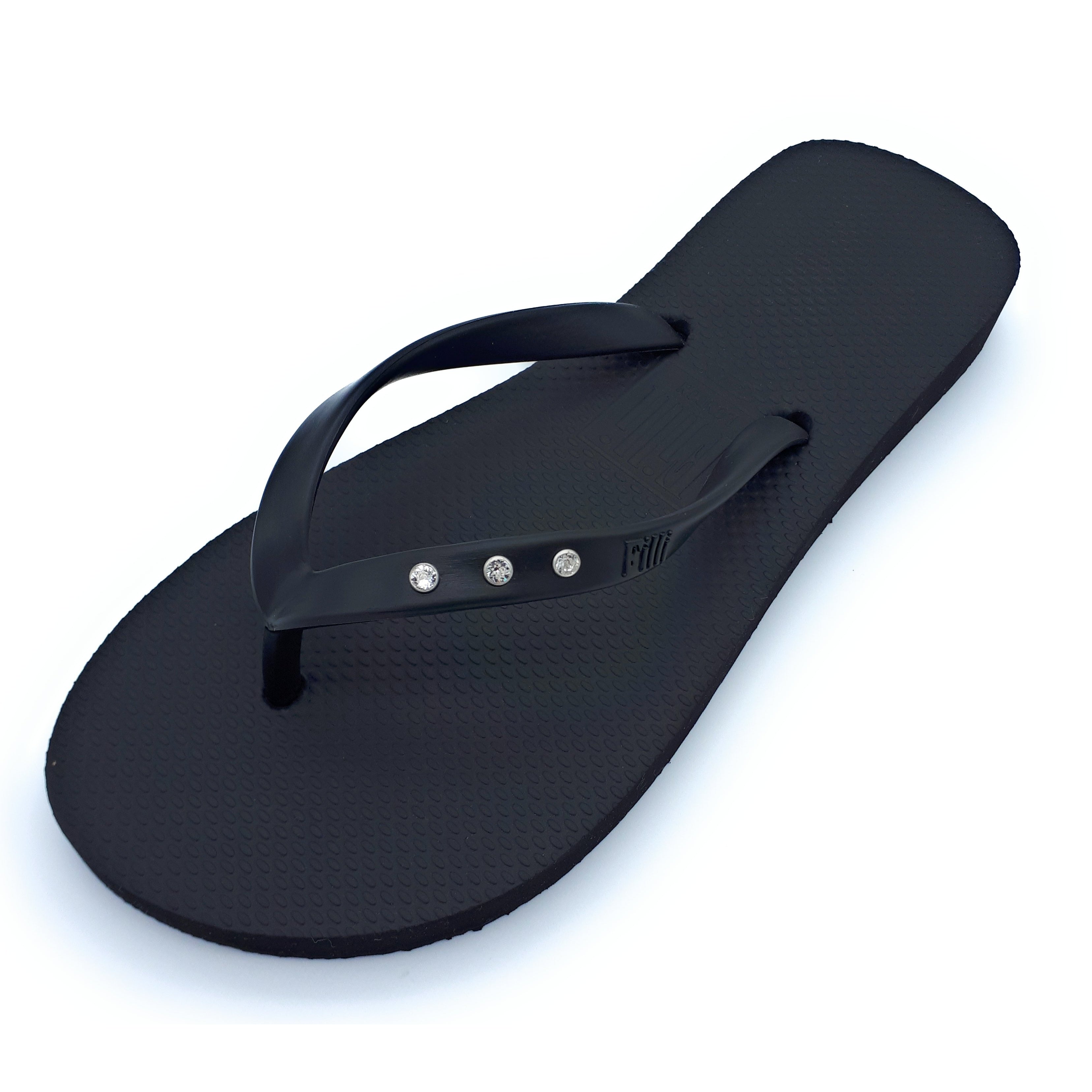 Filli London St Tropez Crystal Flip Flops - Black