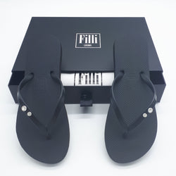 Filli London Crystal Diamond - Black Luxury Flip Flops