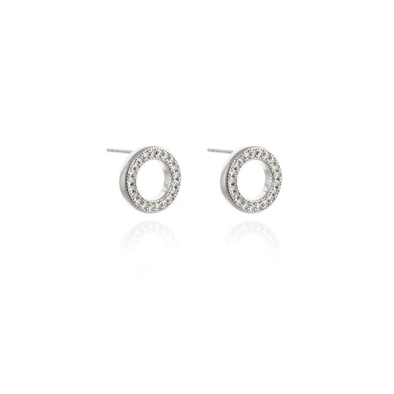 Cachet Halo earrings plated in Rhodium