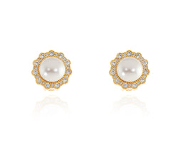 Cachet Florantine Pearl Clip on Earrings  Plated in Gold