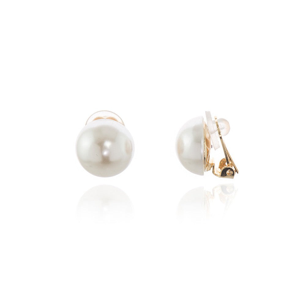 Bibi 14mm Pearl Gold Clip On Earrings