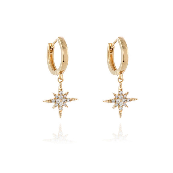 Cachet North Star CZ Earrings in 18ct Gold Plated