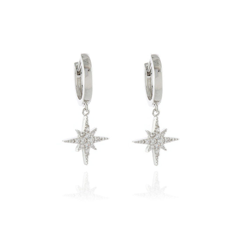 Cachet North Star CZ Earrings Platinum Plated