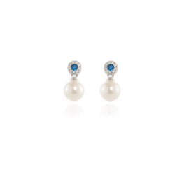 Cachet Indy Earrings Pearl and CZ Platinum Plated