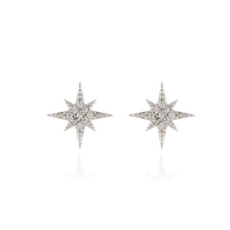 Cachet North Star stud Earrings plated in Rhodium