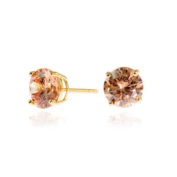 Cachet Lana 8mm Earrings Champagne CZ 18ct Gold Plated