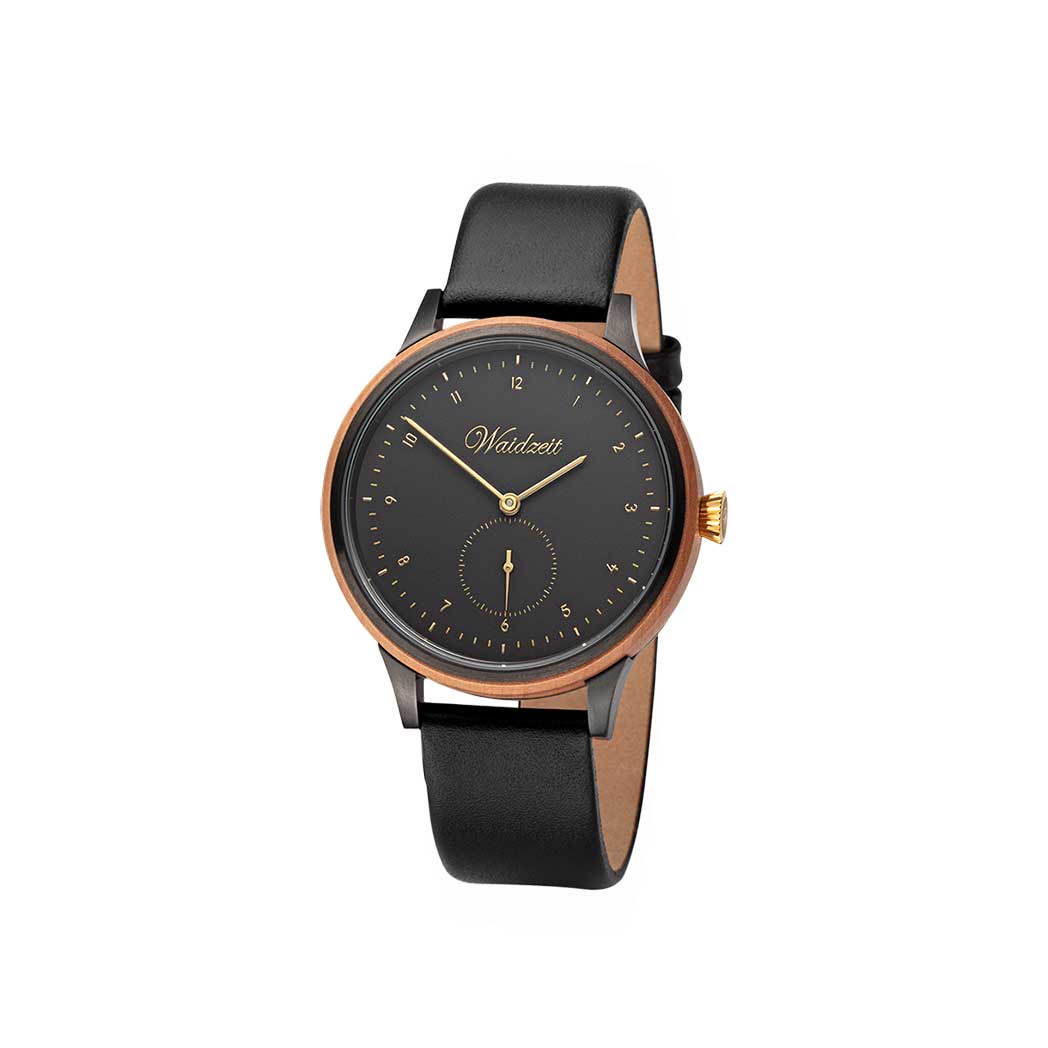 Waidzeit Cherry Black leather strap, lady watch