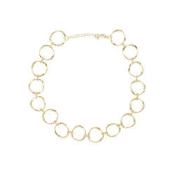 loveRocks Beaten Rings Collar Necklace Gold Tone