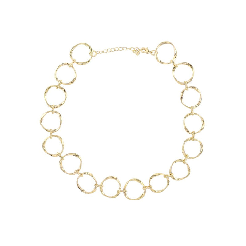 loveRocks Beaten Rings Collar Necklace Gold Tone