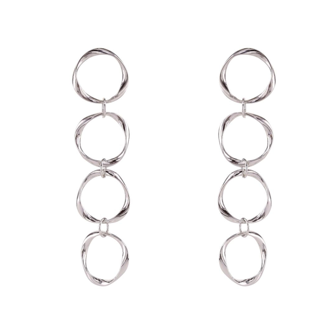 loveRocks 4 Open Ring Earrings Silver Tone