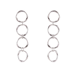loveRocks 4 Open Ring Earrings Silver Tone