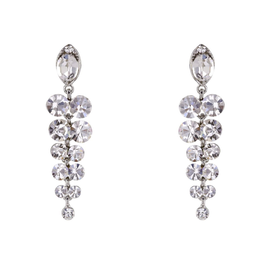 loveRocks Crystal Grape Chanderlier Earrings Silver Tone