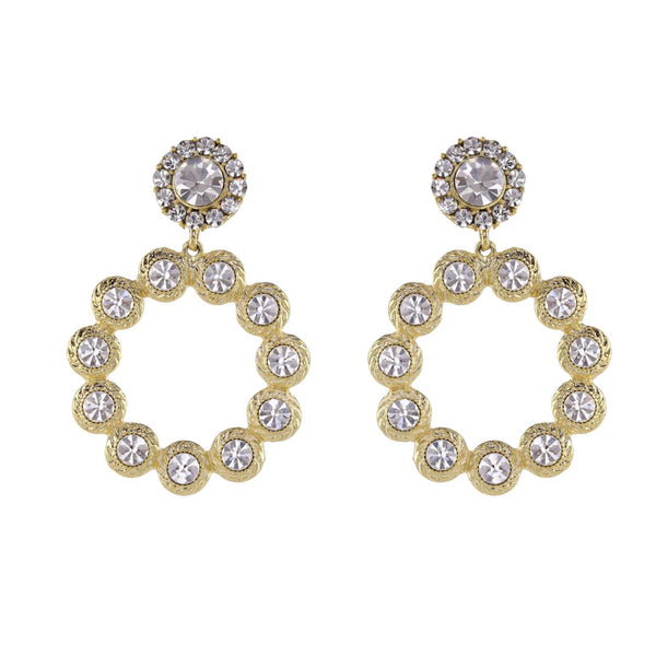 loveRocks Crystal Ring Drop Fabulous Earrings Gold Tone