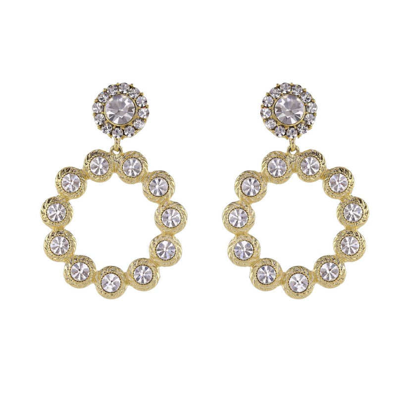 loveRocks Crystal Ring Drop Fabulous Earrings Gold Tone