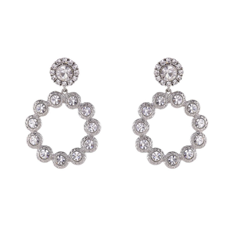 loveRocks Crystal Ring Drop Fabulous Earrings Silver Tone