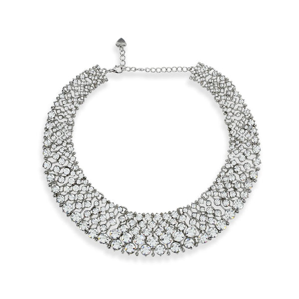 loveRocks Glam Crystal Collar Necklace Silver Tone